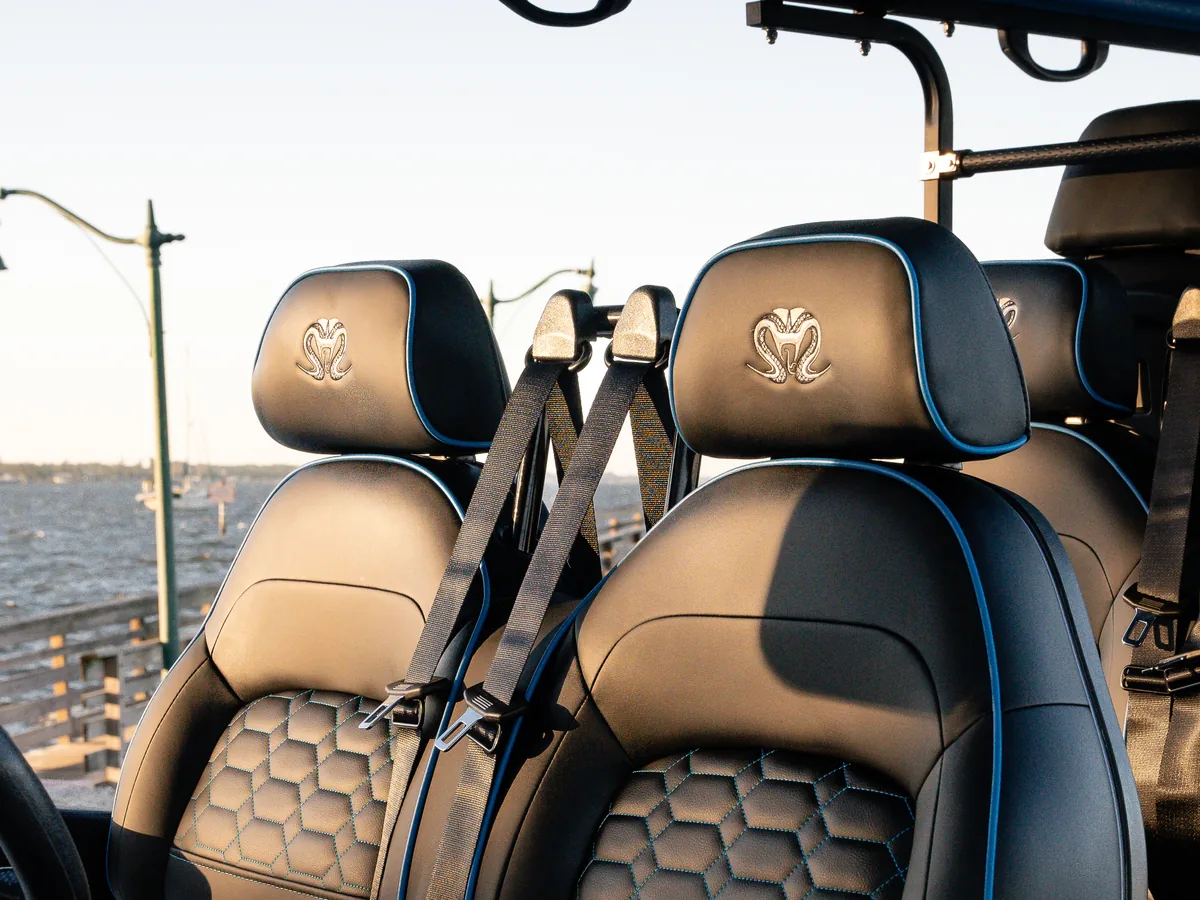 Official Venom EV golf cart interior and seating detail